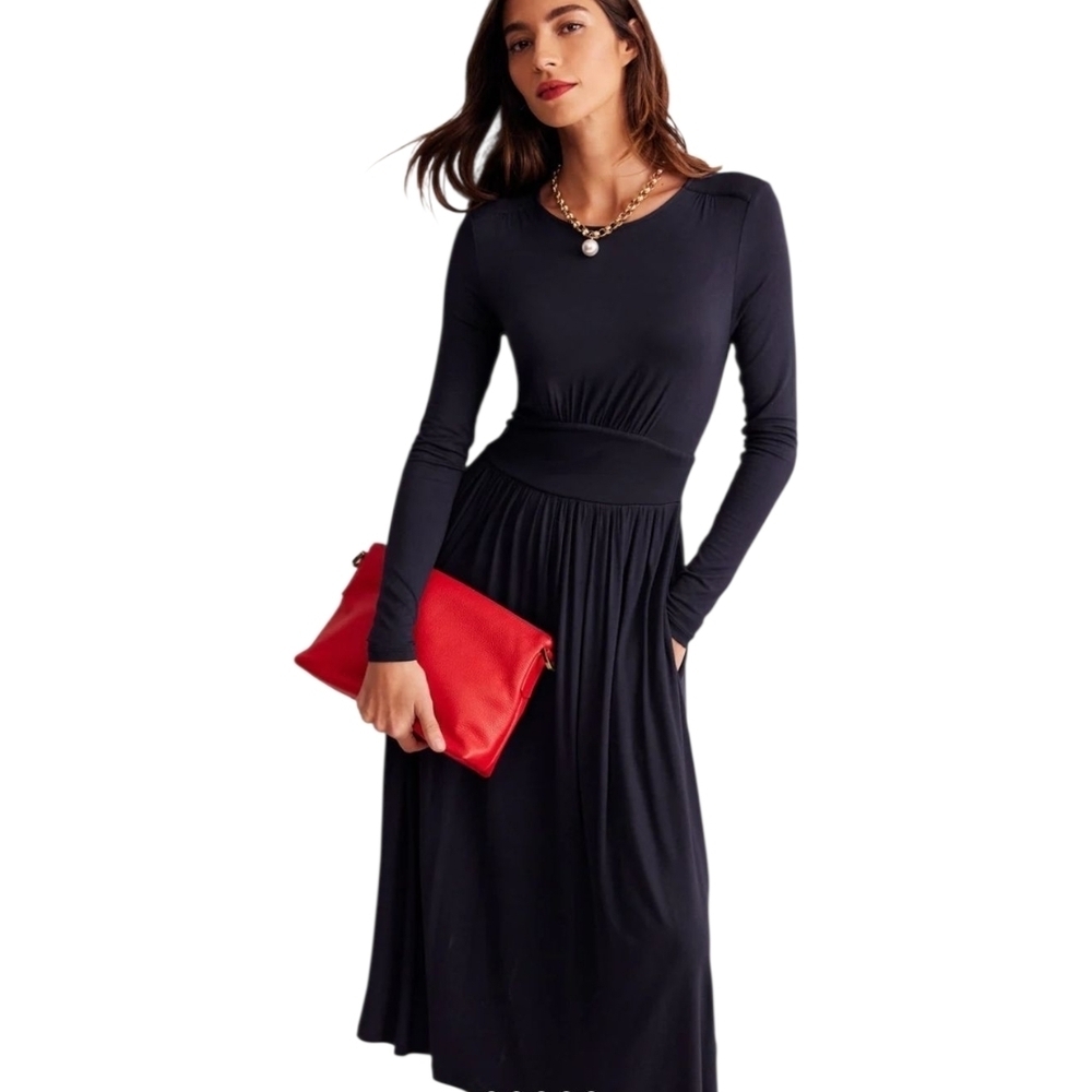 NEW BODEN Thea Long Sleeve Midi Dress Navy Women